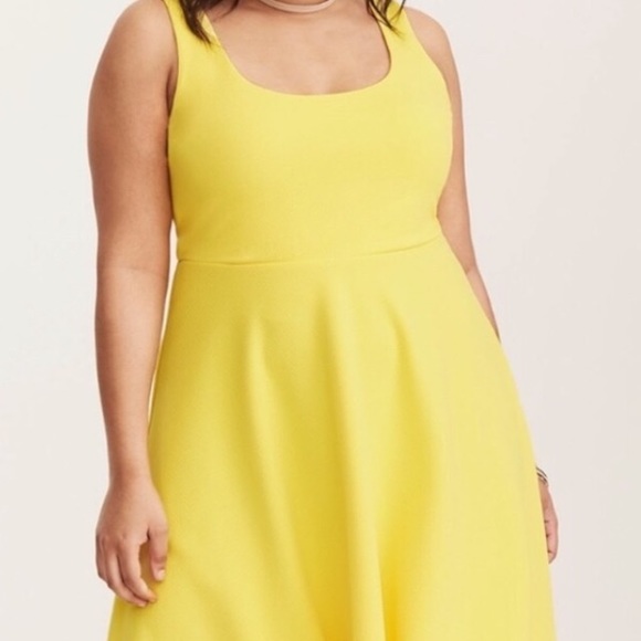 plus size yellow skater dress